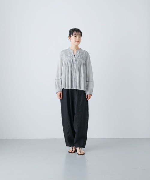 かぐれ＊コットンピグメントダイブラウス　グレージュ　フリーサイズ かぐれ＊コットンピグメントダイブラウス グレージュ