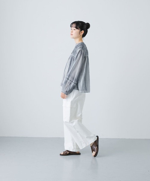 新品タグ付◉ かぐれ ピグメントダイピンタックブラウス DOORS