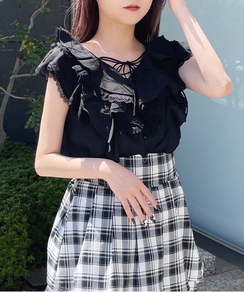 one way（ワンウェイ）の「ノースリーブラッフルブラウス（シャツ/ブラウス・レディース・アイボリー/ホワイト/ブラック・FREE）」の22枚目の写真