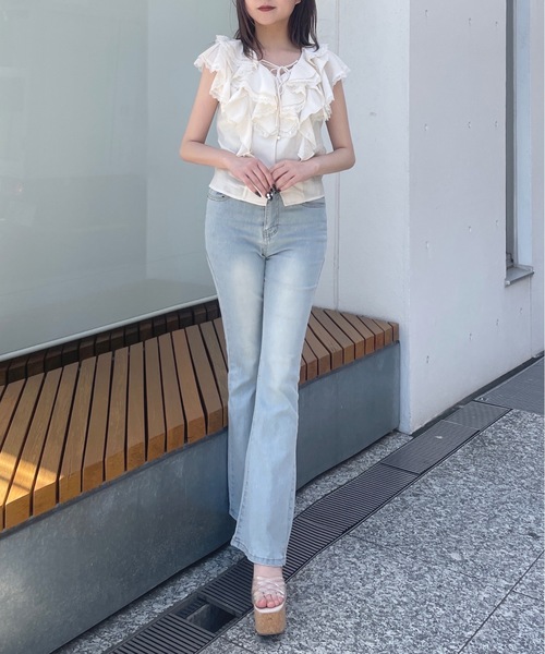 ブラウス シャツ ノースリーブラッフルブラウス レディース 楽天市場】【OUTLET SALE】ブラウス《ノースリーブラッフル