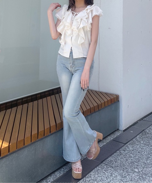 one way（ワンウェイ）の「ノースリーブラッフルブラウス（シャツ/ブラウス・レディース・アイボリー/ホワイト/ブラック・FREE）」の16枚目の写真