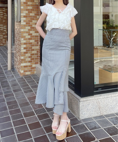 one way（ワンウェイ）の「ノースリーブラッフルブラウス（シャツ/ブラウス・レディース・アイボリー/ホワイト/ブラック・FREE）」の8枚目の写真