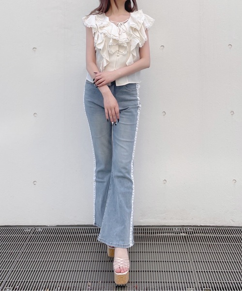 one way（ワンウェイ）の「ノースリーブラッフルブラウス（シャツ/ブラウス・レディース・アイボリー/ホワイト/ブラック・FREE）」の20枚目の写真