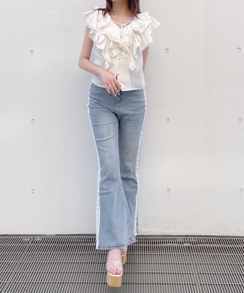 one way（ワンウェイ）の「ノースリーブラッフルブラウス（シャツ/ブラウス・レディース・アイボリー/ホワイト/ブラック・FREE）」の21枚目の写真