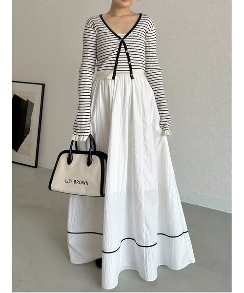 LILY BROWN（リリーブラウン）の「【WEB限定カラー】フリルスリーブカーディガン/ハンドウォッシャブル（カーディガン/ボレロ・レディース・グレー/ライトブルー/その他/ミント・FREE）」の6枚目の写真