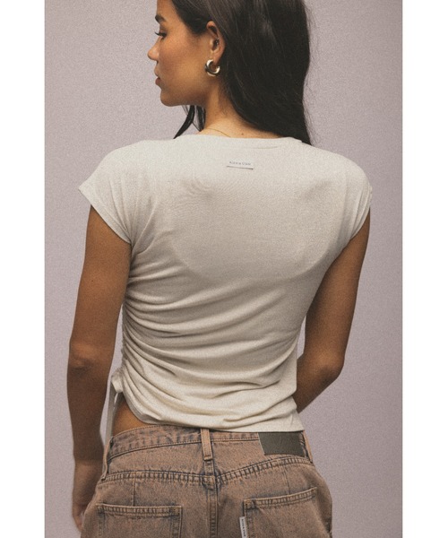 Side Gather Boat Neck Tee | ALEXIA STAM