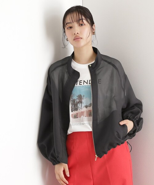 THE SHOP TK （ザ ショップ ティーケー ）の「シアースタンドカラーブルゾン【洗える】（ブルゾン・レディース・ライトイエロー系/スミクロ・12/13）」の2枚目の写真