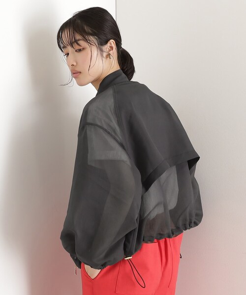 THE SHOP TK （ザ ショップ ティーケー ）の「シアースタンドカラーブルゾン【洗える】（ブルゾン・レディース・ライトイエロー系/スミクロ・12/13）」の5枚目の写真