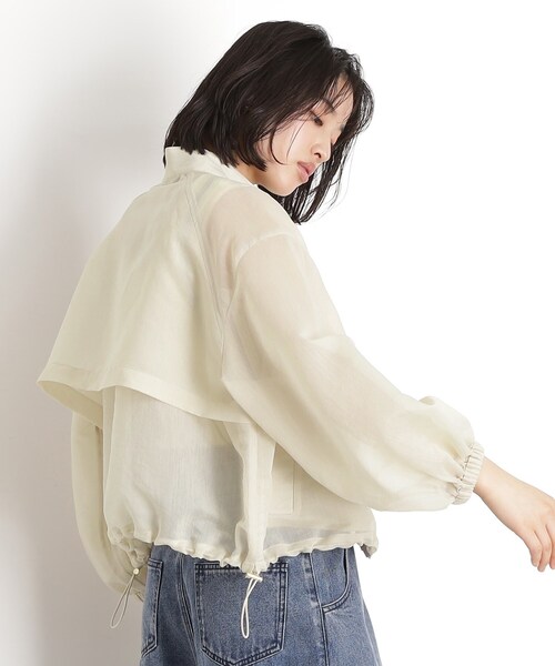 THE SHOP TK （ザ ショップ ティーケー ）の「シアースタンドカラーブルゾン【洗える】（ブルゾン・レディース・ライトイエロー系/スミクロ・12/13）」の10枚目の写真