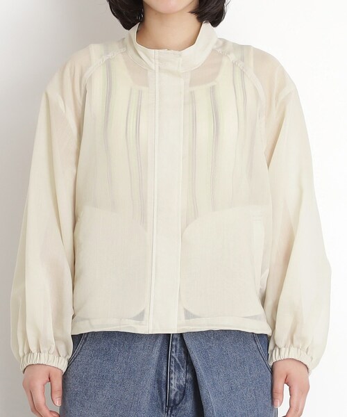 THE SHOP TK （ザ ショップ ティーケー ）の「シアースタンドカラーブルゾン【洗える】（ブルゾン・レディース・ライトイエロー系/スミクロ・12/13）」の12枚目の写真