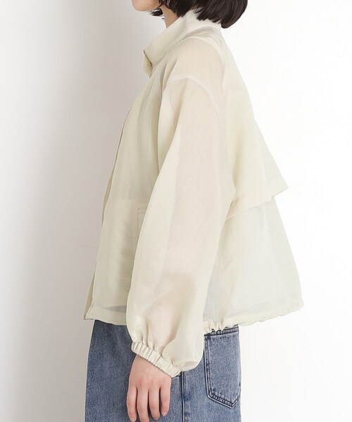 THE SHOP TK （ザ ショップ ティーケー ）の「シアースタンドカラーブルゾン【洗える】（ブルゾン・レディース・ライトイエロー系/スミクロ・12/13）」の13枚目の写真