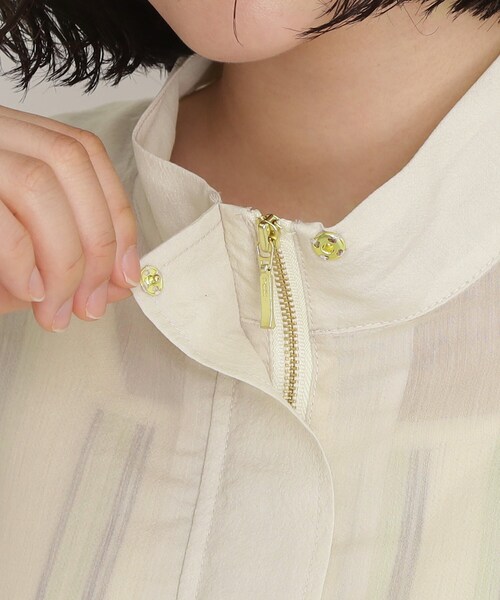 THE SHOP TK （ザ ショップ ティーケー ）の「シアースタンドカラーブルゾン【洗える】（ブルゾン・レディース・ライトイエロー系/スミクロ・12/13）」の16枚目の写真