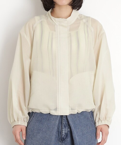 THE SHOP TK （ザ ショップ ティーケー ）の「シアースタンドカラーブルゾン【洗える】（ブルゾン・レディース・ライトイエロー系/スミクロ・12/13）」の22枚目の写真