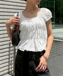 NOGLE | 【NOGLE/ノグル】ギャザーシャーリングフリルトップス(Tシャツ/カットソー)