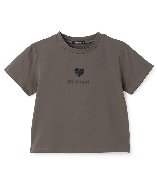 by LOVEiT（バイラビット）の「ハートTシャツ（Tシャツ/カットソー・キッズ・オフホワイト/チャコール/ブラック・130cm/120cm/140cm/150cm/160cm）」の3枚目の写真