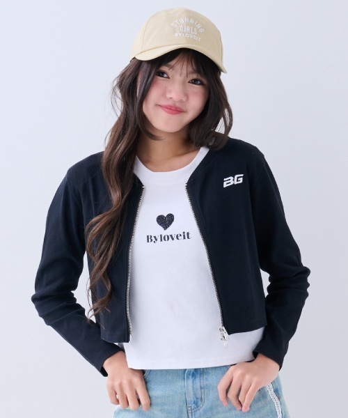 by LOVEiT（バイラビット）の「ハートTシャツ（Tシャツ/カットソー・キッズ・オフホワイト/チャコール/ブラック・130cm/120cm/140cm/150cm/160cm）」の4枚目の写真