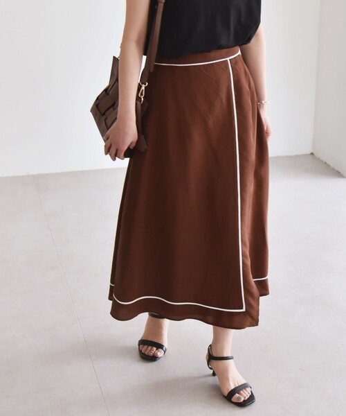 quaranciel:〈洗濯機可能〉パイピング Aライン ラップ スカート