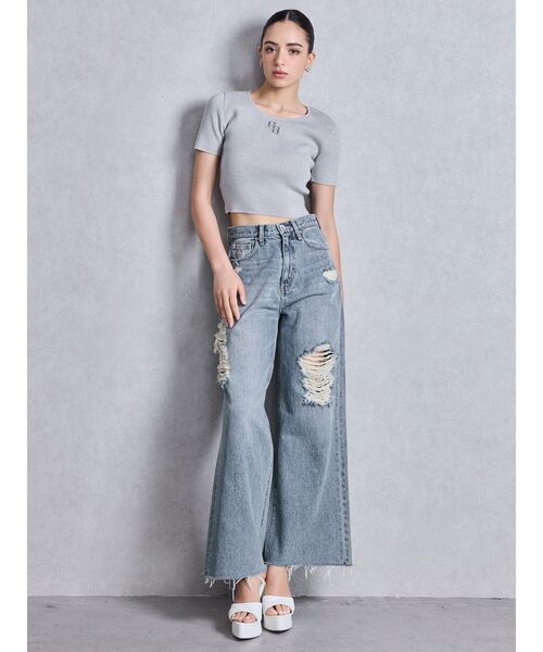 GYDA（ジェイダ）の「GGプレートハーフスリーブニットトップス（ニット/セーター・レディース・シルバー/オフホワイト/ブラック/その他1・FREE）」の12枚目の写真