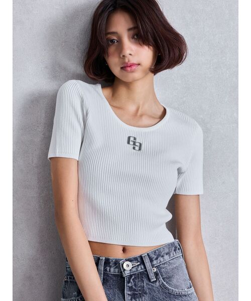 GYDA（ジェイダ）の「GGプレートハーフスリーブニットトップス（ニット/セーター・レディース・シルバー/オフホワイト/ブラック/その他1・FREE）」の17枚目の写真