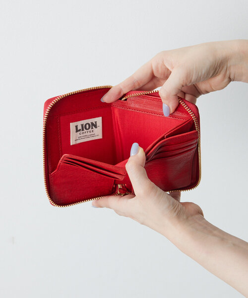 【未使用】ear PAPILLONER LION COFFEE コラボ 財布 LION COFFEE(ライオンコーヒー)コラボ レザー二つ折り財布（財布