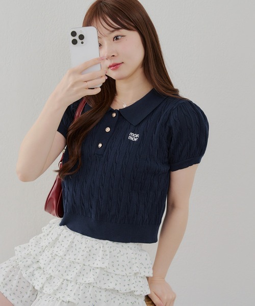 Another Branch olive des olive（アナザーブランチオリーブデオリーブ）の「【夏まで着れる】BASICポロニット（ニット/セーター・レディース・アイボリー/その他12/ネイビー/ボルドー・FREE）」の3枚目の写真