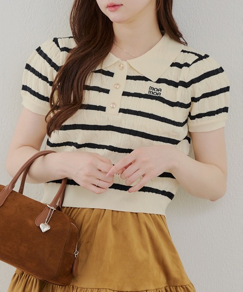 Another Branch olive des olive（アナザーブランチオリーブデオリーブ）の「【夏まで着れる】BASICポロニット（ニット/セーター・レディース・アイボリー/その他12/ネイビー/ボルドー・FREE）」の4枚目の写真