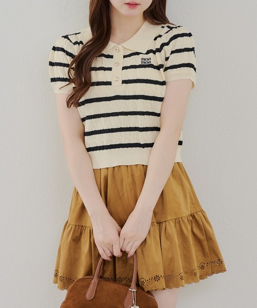 Another Branch olive des olive（アナザーブランチオリーブデオリーブ）の「【夏まで着れる】BASICポロニット（ニット/セーター・レディース・アイボリー/その他12/ネイビー/ボルドー・FREE）」の6枚目の写真