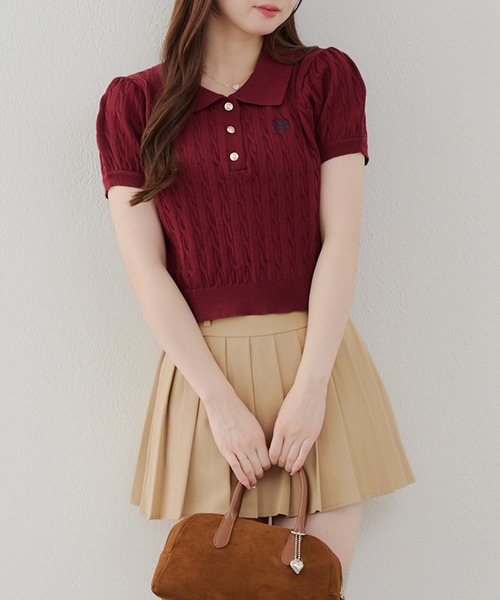 Another Branch olive des olive（アナザーブランチオリーブデオリーブ）の「【夏まで着れる】BASICポロニット（ニット/セーター・レディース・アイボリー/その他12/ネイビー/ボルドー・FREE）」の22枚目の写真