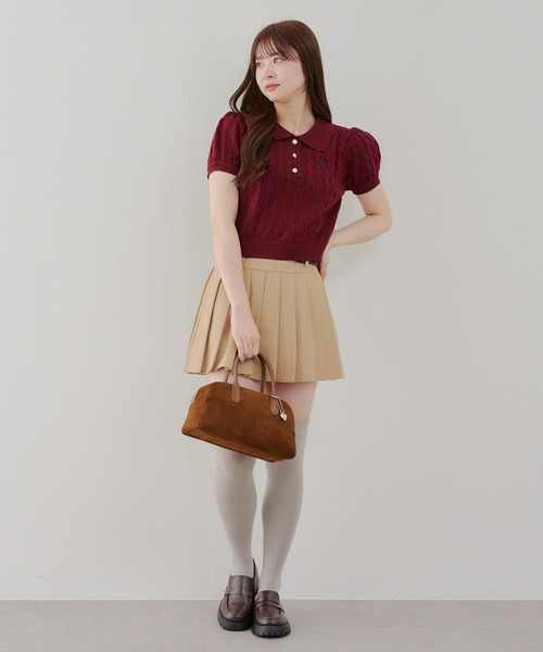 Another Branch olive des olive（アナザーブランチオリーブデオリーブ）の「【夏まで着れる】BASICポロニット（ニット/セーター・レディース・アイボリー/その他12/ネイビー/ボルドー・FREE）」の20枚目の写真