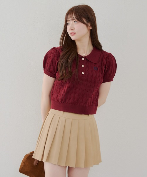 Another Branch olive des olive（アナザーブランチオリーブデオリーブ）の「【夏まで着れる】BASICポロニット（ニット/セーター・レディース・アイボリー/その他12/ネイビー/ボルドー・FREE）」の17枚目の写真