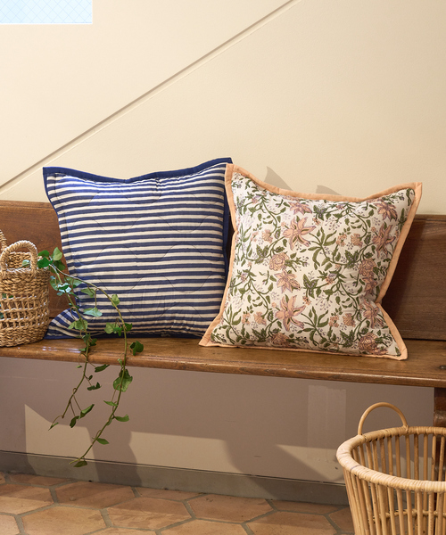 collex（コレックス）の「ブロックプリント キルトクッションカバー 45×45（クッション/クッションカバー・レディース・ピンク/ブルー/ブルー系その他/イエロー・フリー）」の14枚目の写真