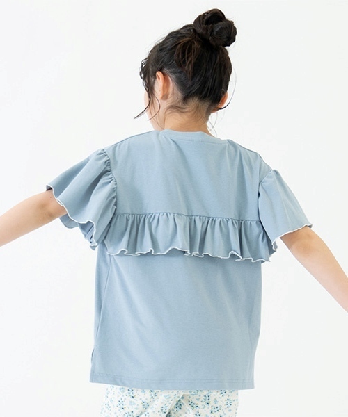 and D. petit main（アンドディープティマイン）の「【水陸両用】半袖フリルプルオーバー（Tシャツ/カットソー・キッズ・サーモンピンク/チャコール/サックスブルー・90cm/100cm/110cm/120cm/130cm/150cm/140cm）」の7枚目の写真