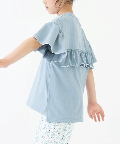 and D. petit main（アンドディープティマイン）の「【水陸両用】半袖フリルプルオーバー（Tシャツ/カットソー・キッズ・サーモンピンク/チャコール/サックスブルー・90cm/100cm/110cm/120cm/130cm/150cm/140cm）」の8枚目の写真