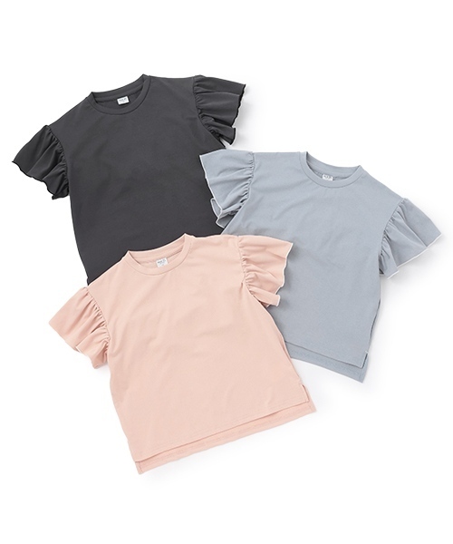 and D. petit main（アンドディープティマイン）の「【水陸両用】半袖フリルプルオーバー（Tシャツ/カットソー・キッズ・サーモンピンク/チャコール/サックスブルー・90cm/100cm/110cm/120cm/130cm/150cm/140cm）」の20枚目の写真