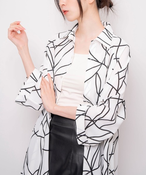 Nora Lily（ノラリリー）の「【Nora Lily】Sheer Shirt One-piece（ワンピース・レディース・オフホワイト/ホワイト系その他/ブラック/ライトブルー・FREE）」の8枚目の写真