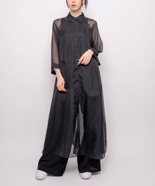 Nora Lily（ノラリリー）の「【Nora Lily】Sheer Shirt One-piece（ワンピース・レディース・オフホワイト/ホワイト系その他/ブラック/ライトブルー・FREE）」の17枚目の写真