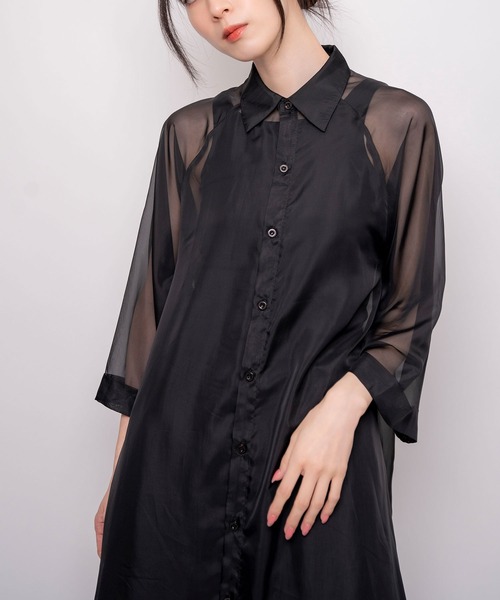 Nora Lily（ノラリリー）の「【Nora Lily】Sheer Shirt One-piece（ワンピース・レディース・オフホワイト/ホワイト系その他/ブラック/ライトブルー・FREE）」の21枚目の写真