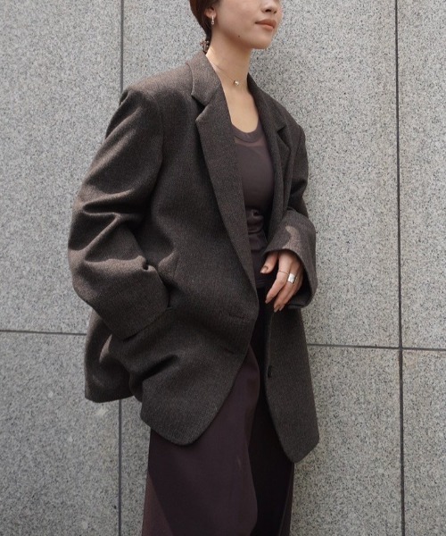 新品 anuke ヘンリボーンウールジャケット ànuke online store（アンヌーク） / Herringbone Wool