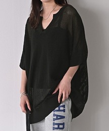 透かし編みニットTシャツ