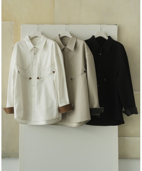 Knuth Marf（クヌースマーフ）の「western shirt(unisex)（シャツ/ブラウス・レディース・グレー/ホワイト・FREE）」の13枚目の写真