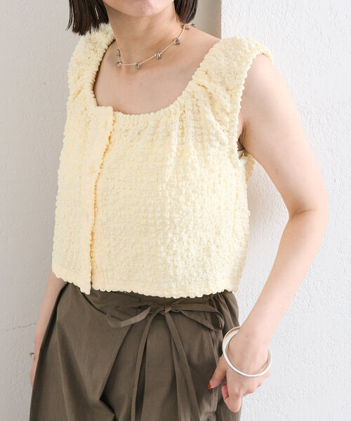 mystic(ミスティック)の「シャーリングスクエアショートタンク(タンクトップ・レディース・レッド/ブラウン/アイボリー/ブラック・FREE)」の13枚目の写真