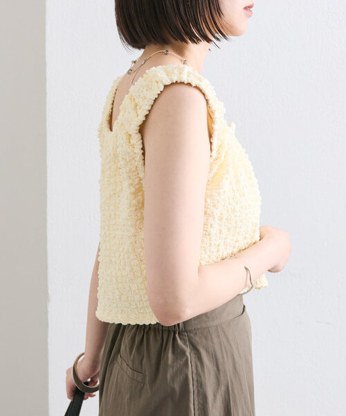 mystic(ミスティック)の「シャーリングスクエアショートタンク(タンクトップ・レディース・レッド/ブラウン/アイボリー/ブラック・FREE)」の16枚目の写真