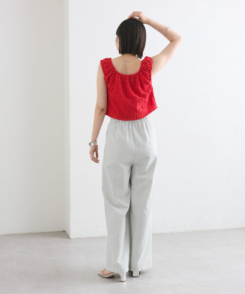 mystic(ミスティック)の「シャーリングスクエアショートタンク(タンクトップ・レディース・レッド/ブラウン/アイボリー/ブラック・FREE)」の6枚目の写真