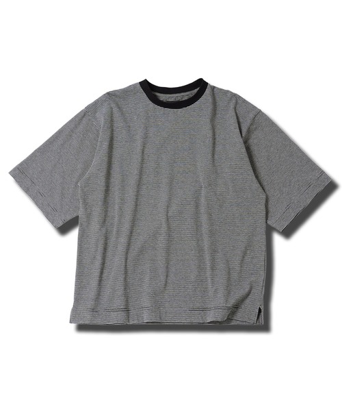 jiggys shop(ジギーズショップ)の「ピグメント加工 マイクロボーダー クルーネック 5分袖Tシャツ カットソー(Tシャツ/カットソー・メンズ・ライトグリーン/ブラック/グレー・MEDIUM/X-LARGE/LARGE)」の11枚目の写真