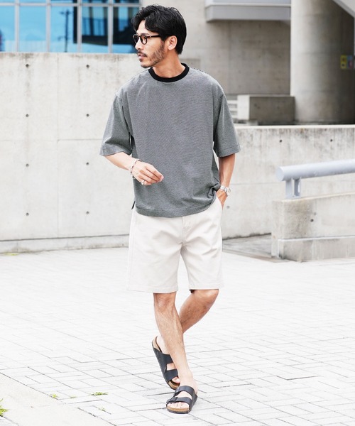 jiggys shop(ジギーズショップ)の「ピグメント加工 マイクロボーダー クルーネック 5分袖Tシャツ カットソー(Tシャツ/カットソー・メンズ・ライトグリーン/ブラック/グレー・MEDIUM/X-LARGE/LARGE)」の7枚目の写真