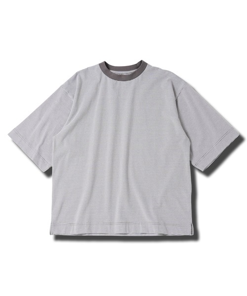 jiggys shop(ジギーズショップ)の「ピグメント加工 マイクロボーダー クルーネック 5分袖Tシャツ カットソー(Tシャツ/カットソー・メンズ・ライトグリーン/ブラック/グレー・MEDIUM/X-LARGE/LARGE)」の14枚目の写真