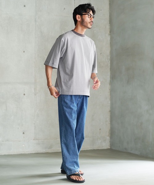 jiggys shop(ジギーズショップ)の「ピグメント加工 マイクロボーダー クルーネック 5分袖Tシャツ カットソー(Tシャツ/カットソー・メンズ・ライトグリーン/ブラック/グレー・MEDIUM/X-LARGE/LARGE)」の20枚目の写真