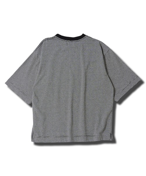 jiggys shop(ジギーズショップ)の「ピグメント加工 マイクロボーダー クルーネック 5分袖Tシャツ カットソー(Tシャツ/カットソー・メンズ・ライトグリーン/ブラック/グレー・MEDIUM/X-LARGE/LARGE)」の10枚目の写真
