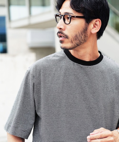 jiggys shop(ジギーズショップ)の「ピグメント加工 マイクロボーダー クルーネック 5分袖Tシャツ カットソー(Tシャツ/カットソー・メンズ・ライトグリーン/ブラック/グレー・MEDIUM/X-LARGE/LARGE)」の6枚目の写真