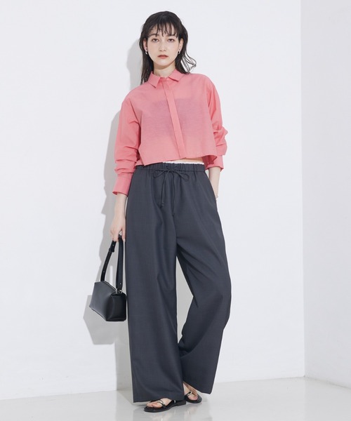 qualite（カリテ）の「コットンシアークロップドシャツ/シアーシャツ/夏服/羽織り（シャツ/ブラウス・レディース・ピンク/モスグリーン/オフホワイト/チャコールグレー・フリー）」の8枚目の写真